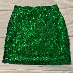 NWT Maner Green Sequin Miniskirt Size Large